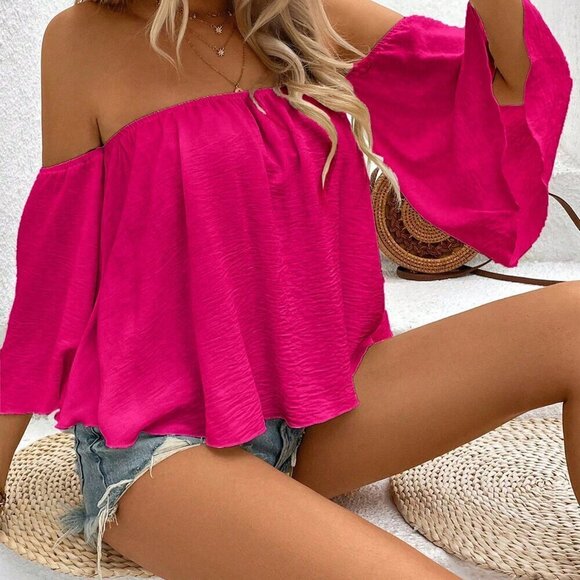 Hot Pink Casual Women's Elegant Shirt - Picture 7 of 7